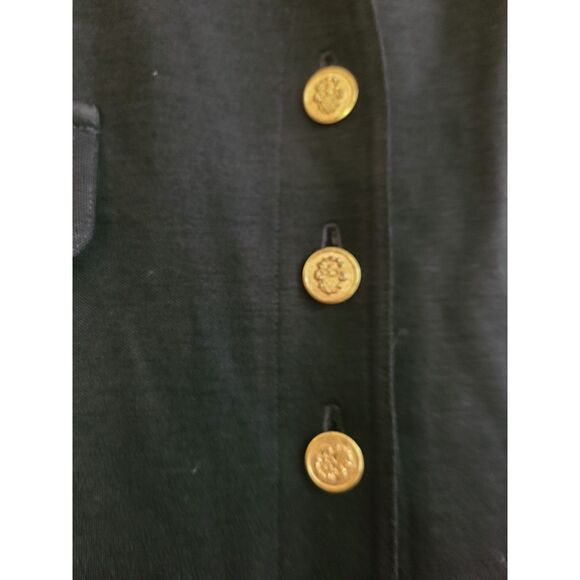 Black 100% Wool Vest Gold Buttons MEDIUM Minimalist Quiet Luxury Old Money M - Picture 3 of 9